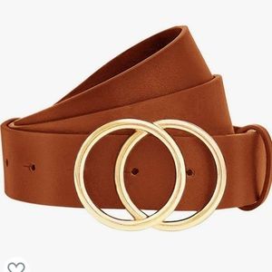 NIB  Women Leather Belt with gold finish buckle M